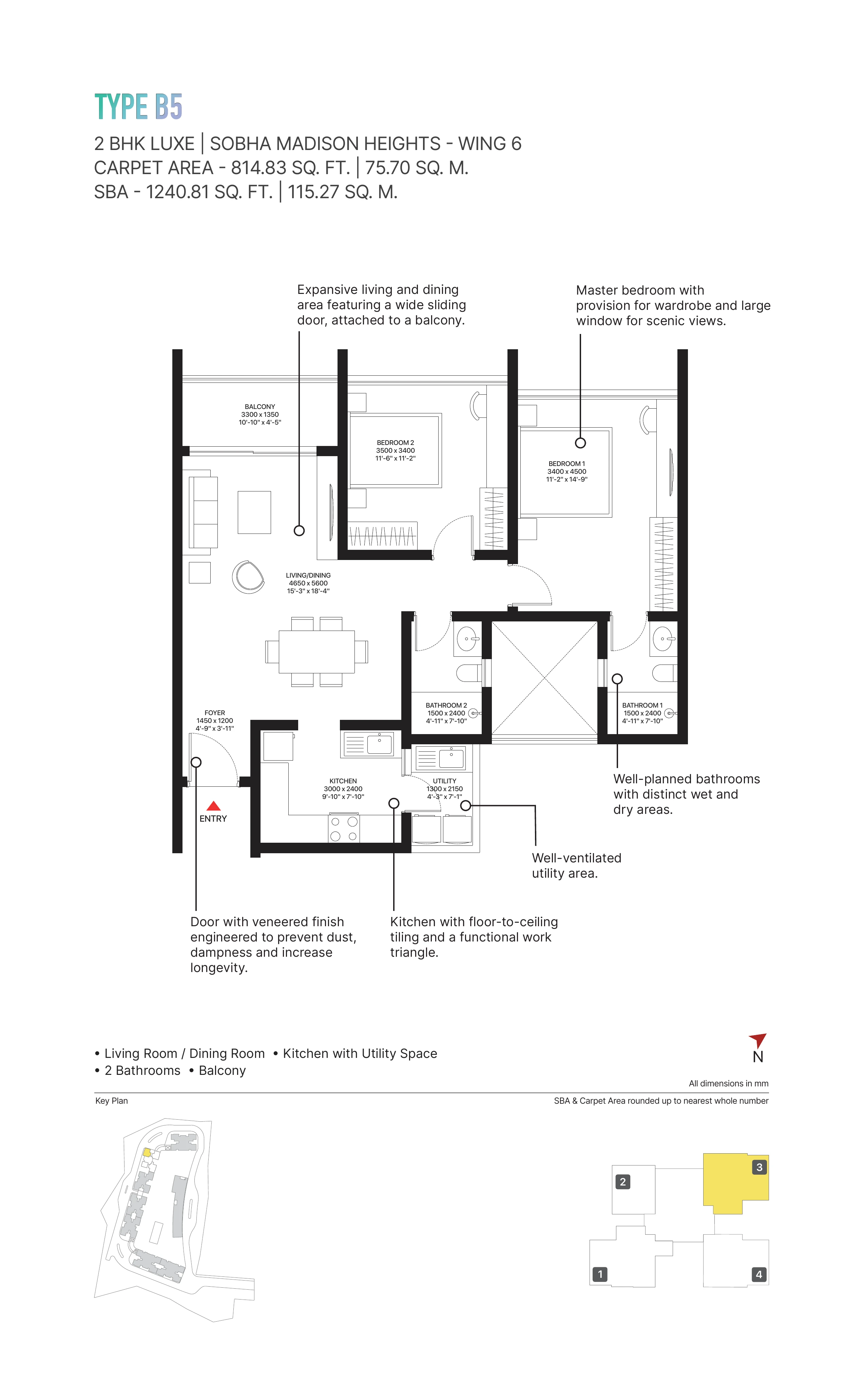 1 BHK Floor Plan