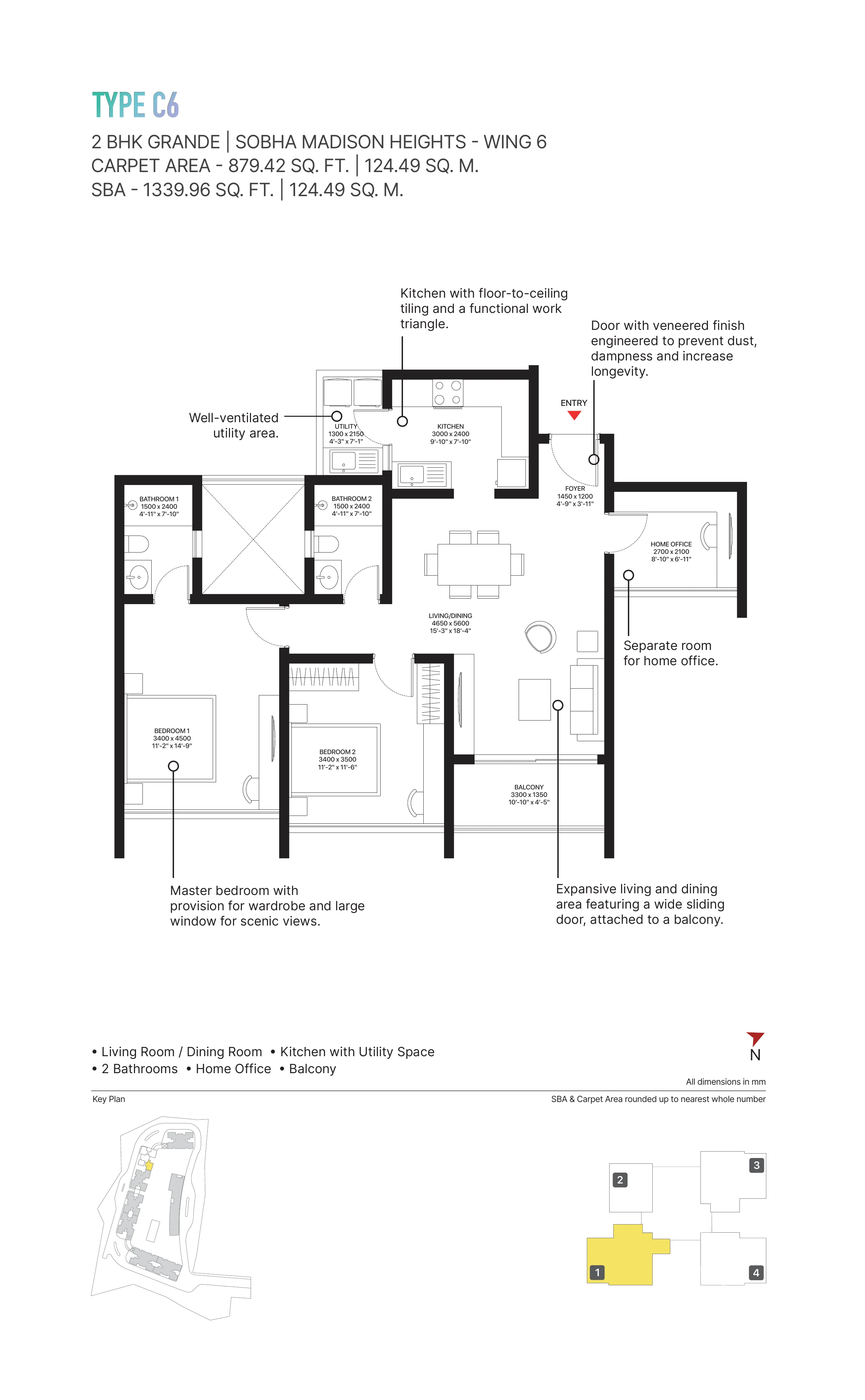 3 BHK Smart Floor Plan