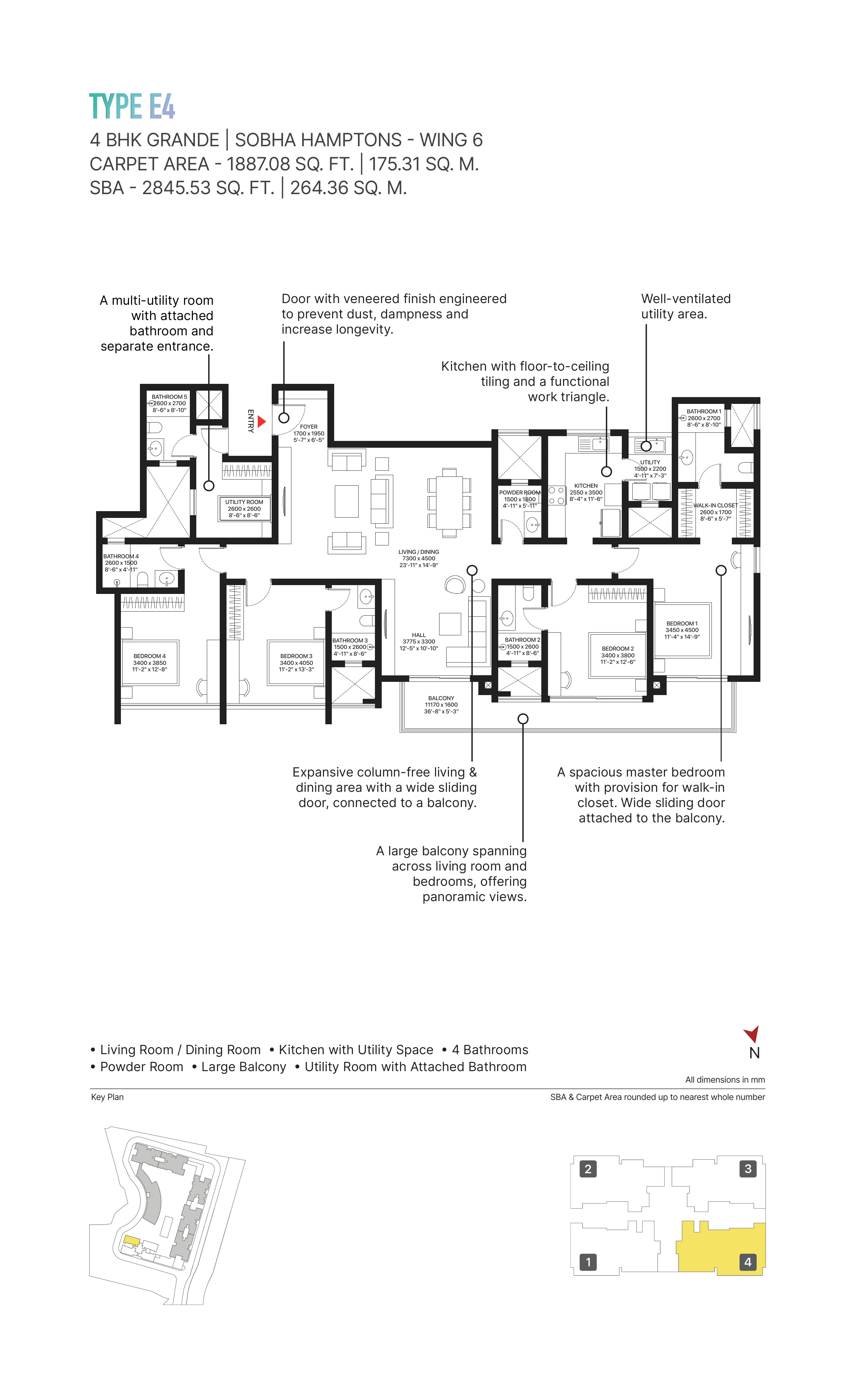 4 BHK Grand Floor Plan
